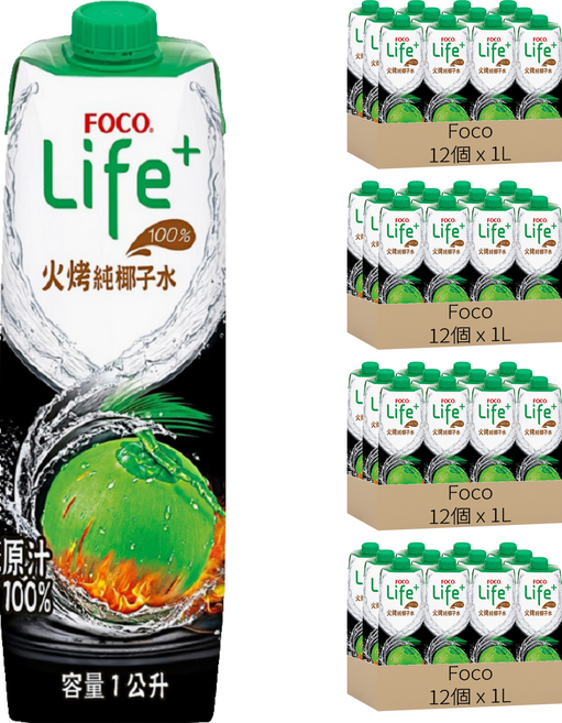 Foco LIFE+ 火烤純椰子水, 48個, 1L