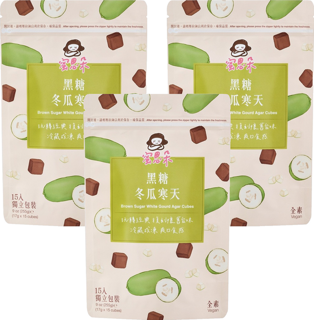 蜜思朵 NEW!黑糖冬瓜寒天, 15顆, 17g, 3包