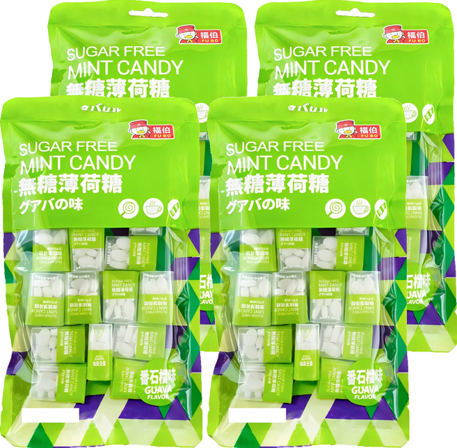 福伯 無糖薄荷糖 番石榴味, 48g, 4袋
