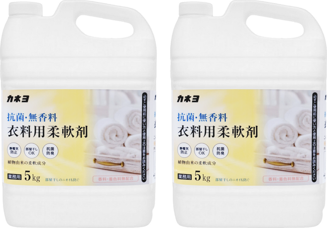 Kaneyo 抗菌衣物柔軟精 無香, 5kg, 2個