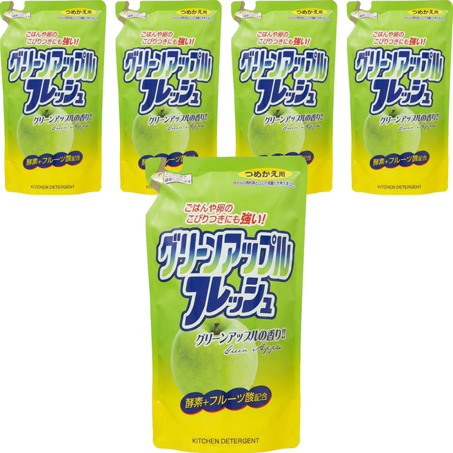 Rocket Soap 火箭石鹼 洗碗精補充包 青蘋果香, 500g, 5個