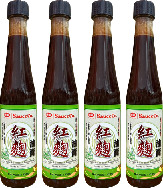 味榮 純釀紅麴黑豆蔭油膏, 4個, 420ml