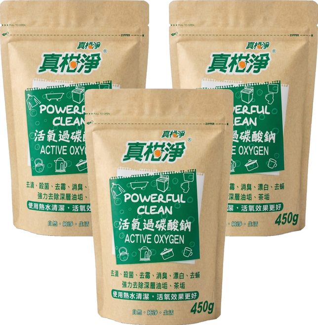 真柑淨 活氧過碳酸鈉, 450g, 3個