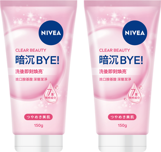 NIVEA 妮維雅 暗沉BYE 胺基酸泡泡洗面乳, 150g, 2個