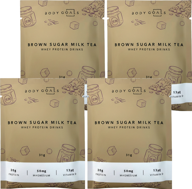 BODY GOALS 乳清蛋白飲 黑糖奶茶, 31g, 4個