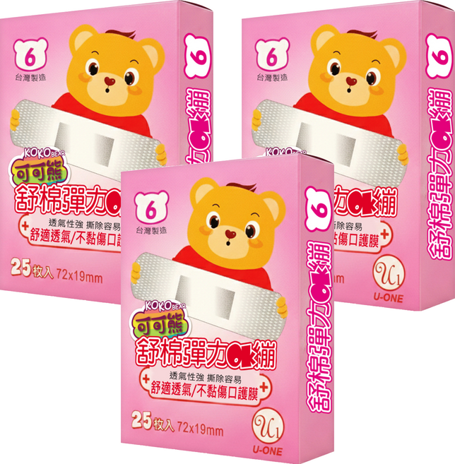U-ONE 舒棉彈力OK繃, 3個, 25個裝