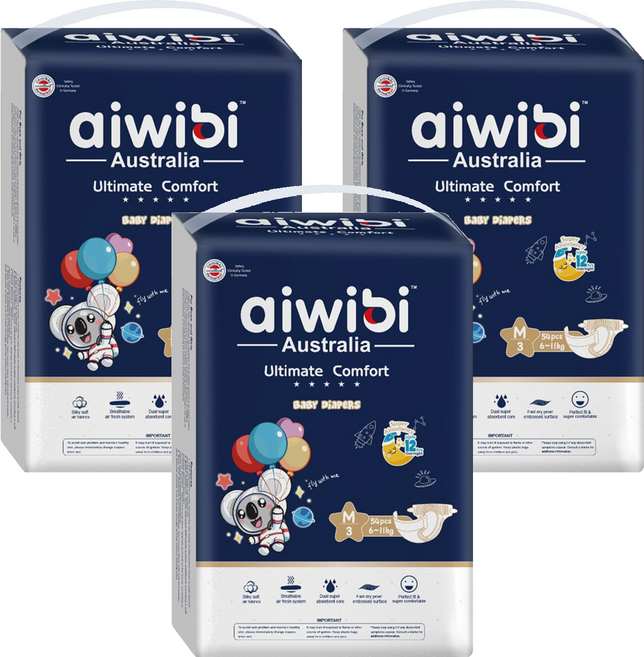 aiwibi 愛薇彼 夜用甄柔瞬吸 黏貼型尿布 6~11kg, M, 162片