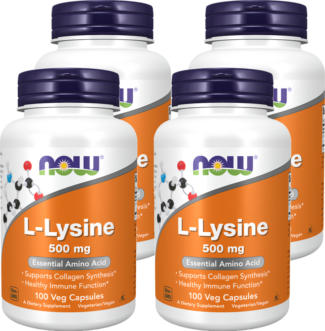 NOW Foods 左旋離胺酸膠囊 500mg, 100顆, 0.8g, 4罐