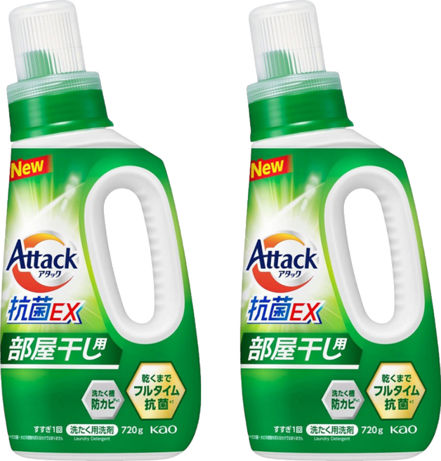 Attack 一匙靈 強效洗衣精 室內晾曬除臭, 720g, 2個