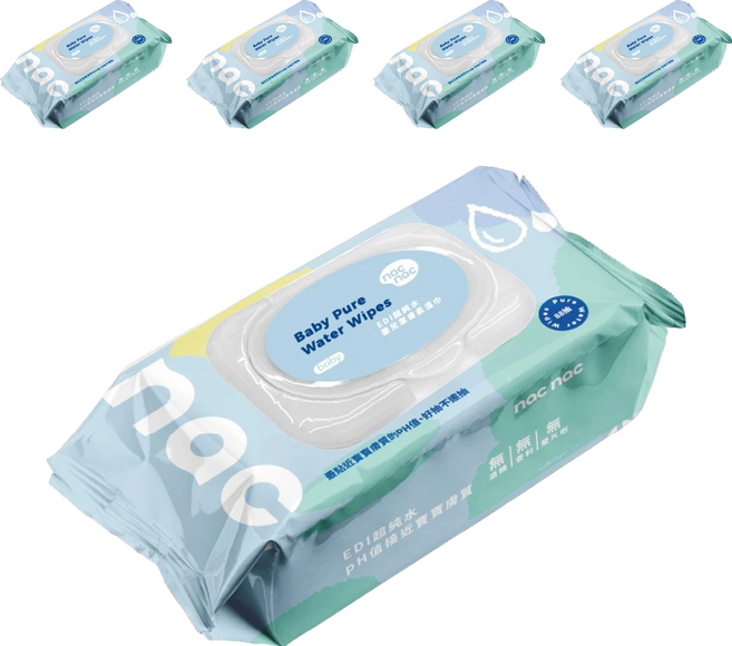 nac nac EDI 嬰兒潔膚柔濕巾 掀蓋式, 5包, 88張, 215gsm