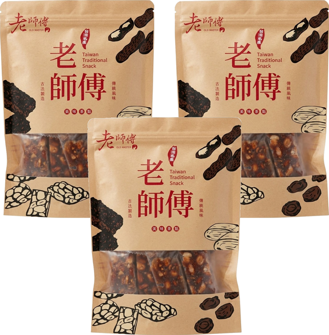 老師傅 手工花生軟糖, 250g, 3個
