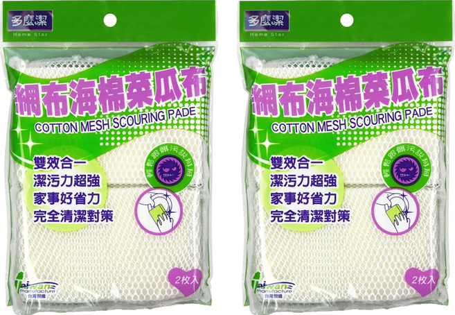 Home Star 多麼潔 網布海棉菜瓜布 C7316, 白色, 2套, 2個裝