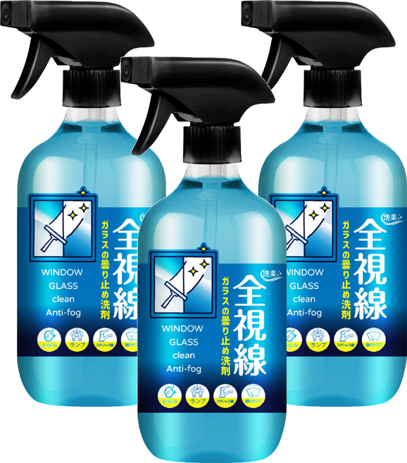 洗樂 全視線萬用玻璃除霧清潔劑, 3個, 500ml