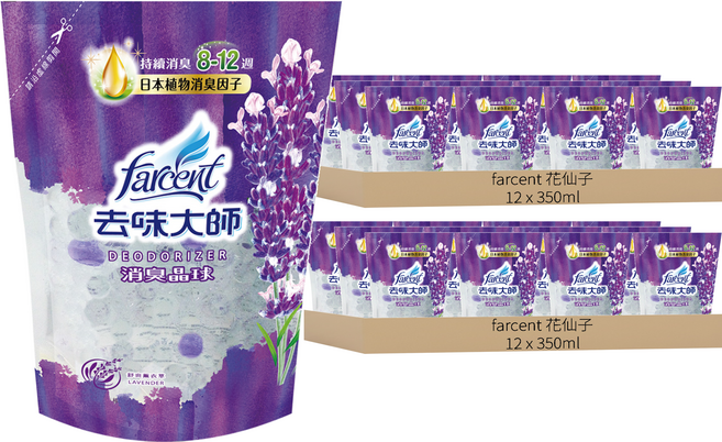 farcent 花仙子 去味大師 消臭晶球 補充包 舒爽薰衣草, 24包, 350ml
