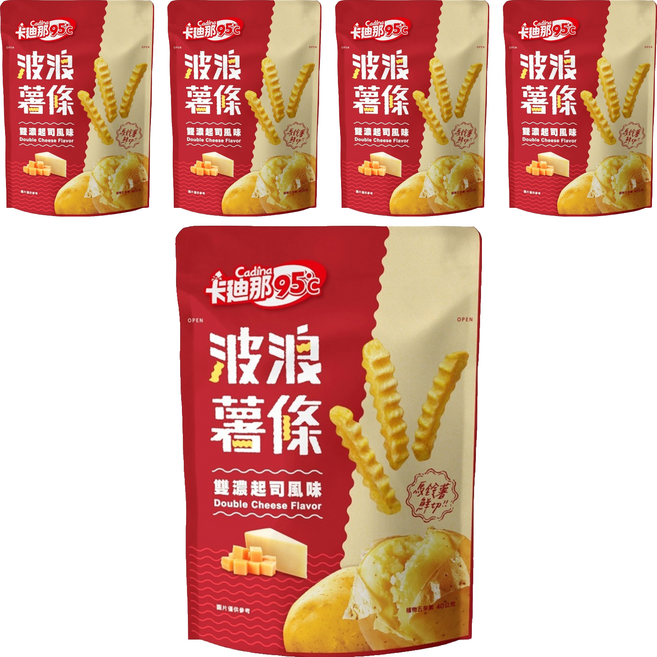 Cadina 卡迪那 95度C波浪薯條 雙濃起司風味, 36g, 5包
