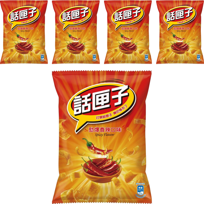 波卡 話匣子 勁爆香辣口味玉米片, 135g, 5個