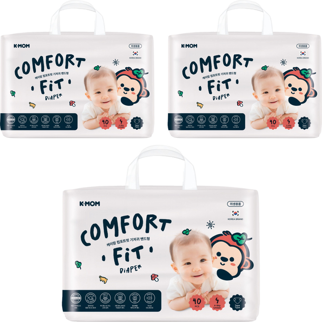 K-MOM COMFORT FIT 雲柔鎖水紙尿布 黏貼型 4~8kg, S, 120片