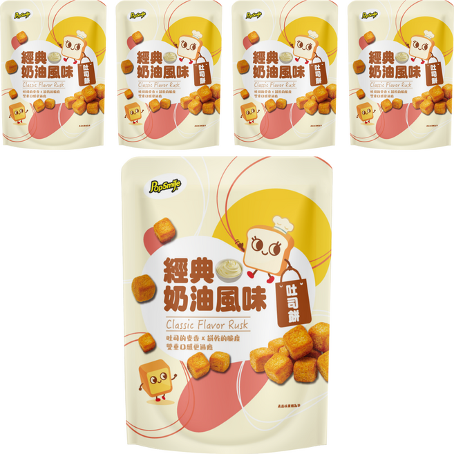 Pop-Smile 卡滋 吐司餅經典奶油風味, 35g, 5包