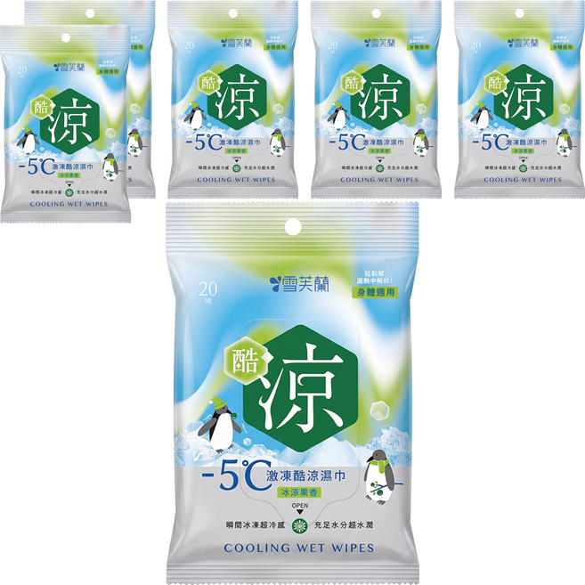雪芙蘭 激凍酷涼濕巾 冰涼果香 20抽, 150g, 6個