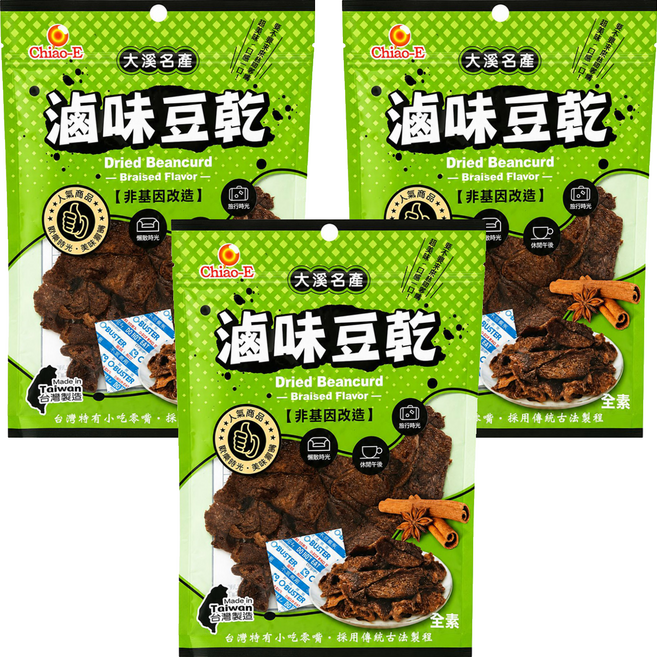 Chiao-E 巧益 滷味豆乾 全素, 90g, 3個