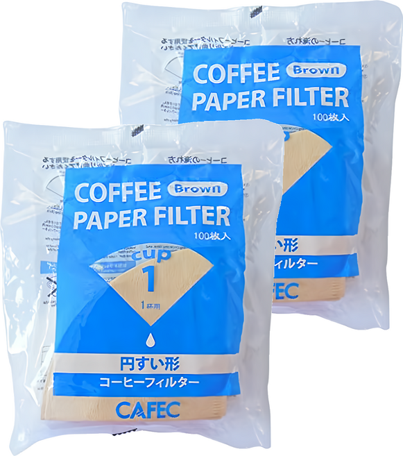 CAFEC 日本製 錐形濾紙 1-2杯份 棕色 100張 2包