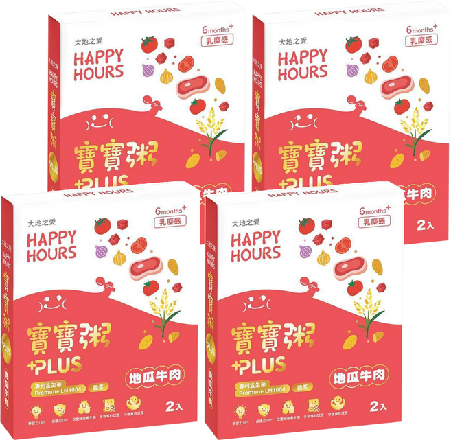HAPPY HOURS 寶寶粥PLUS+ 地瓜牛肉, 300g, 4套