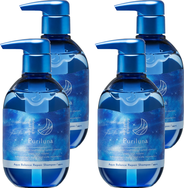 Puriluna 水感調理夜間修護洗髮精, 4件, 380ml