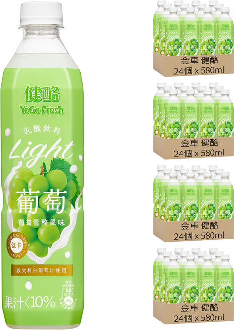 金車 健酪 Yogo Fresh 乳酸飲料 葡萄雪酪風味, 96個, 580ml
