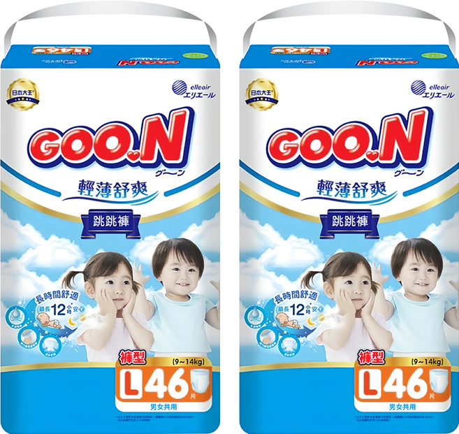 GOO.N 大王 輕薄舒爽 紙尿布 褲型 9~14kg, L, 92片