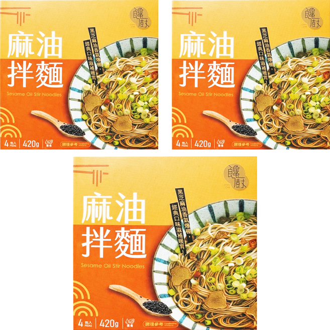 CHAN CHU 饞廚 乾拌麵 麻油口味 105g, 12包