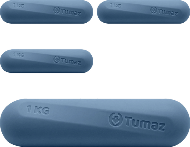 Tumaz 月熊 一體成型 環保材質 迷你啞鈴 莫蘭迪色系 單寧藍, 4個, 1kg