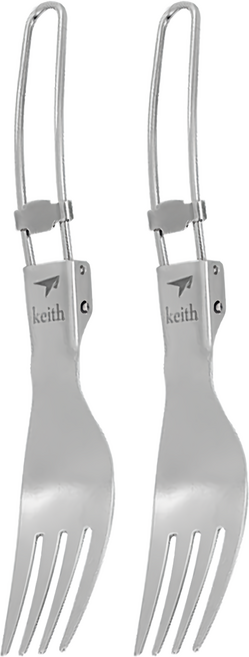 keith Titanium 鎧斯 純鈦環保折疊餐具 折疊叉子 16.5 x 2.6cm 15g, 不鏽鋼 銀色, 2支