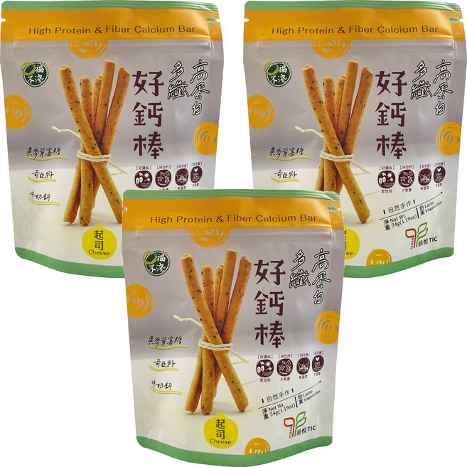 口福不淺 高蛋白多纖好鈣棒 起司, 34g, 3個