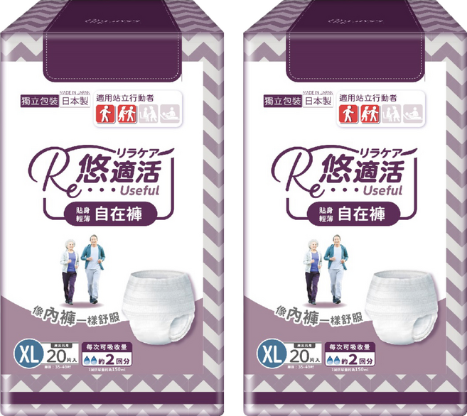 RelaCare 悠適活 貼身輕薄自在褲 日本製 300ml, XL, 2個, 20片