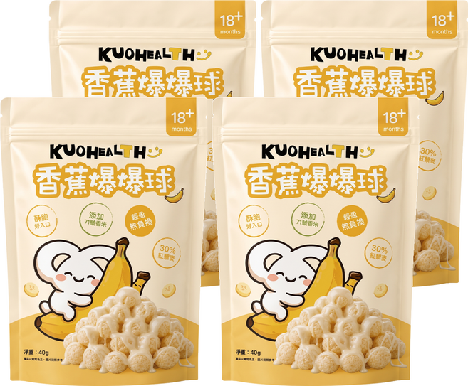 郭老師 爆爆球 煉乳風味, 40g, 4個, 香蕉