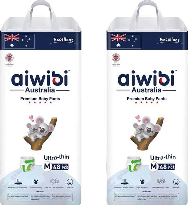 aiwibi 愛薇彼 零觸感瞬吸褲型紙尿褲, M, 96片