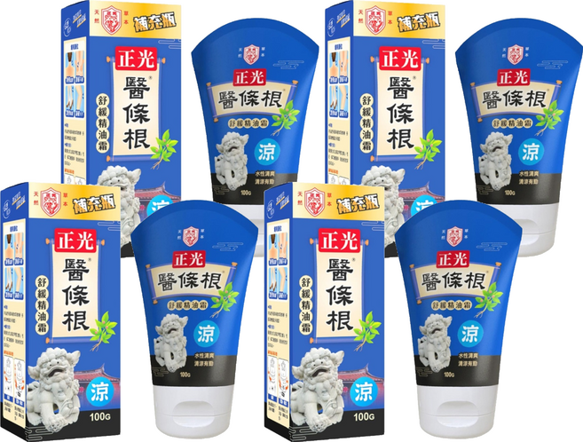 正光 醫條根舒緩精油霜 涼感 補充瓶 100g, 4個, 1個裝