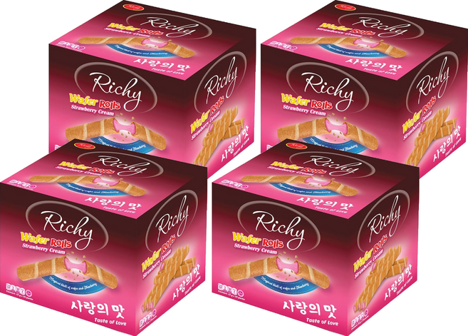 Richy 瑞奇 爆漿捲心三兄弟 草莓風味, 440g, 4盒