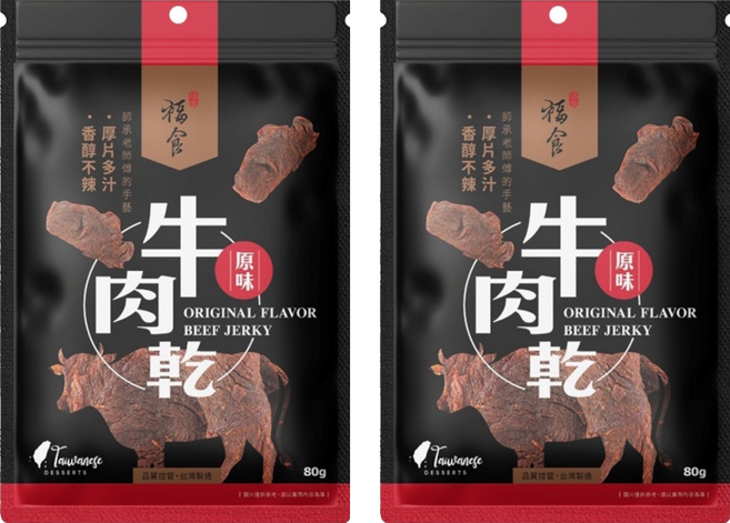 福食 原味牛肉乾, 80g, 2個