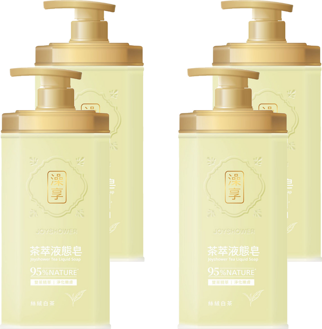 澡享 液態皂沐浴 絲絨白茶, 4個, 800ml