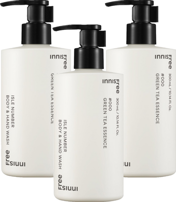 INNISFREE 台灣公司貨 ISLE NUMBER手部及身體沐浴乳 綠茶精萃, 3個, 300ml