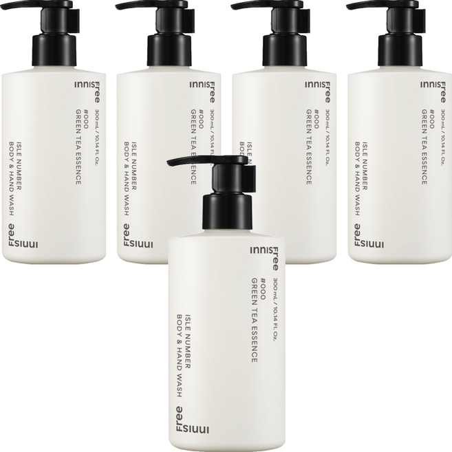 INNISFREE 台灣公司貨 ISLE NUMBER手部及身體沐浴乳 綠茶精萃, 5個, 300ml