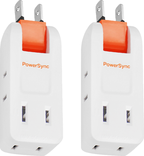 PowerSync 群加 2P防雷擊旋轉壁插 4孔 TC4P9N, 白色, 2個, 6.8cm