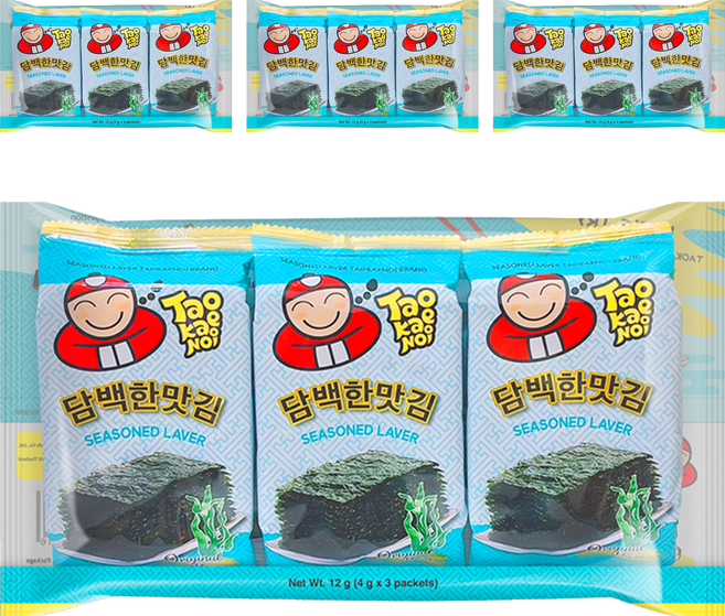 TAO KAE NOI 小老板 韓式海苔 原味, 12g, 4套