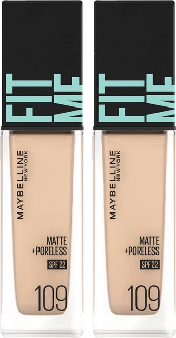 MAYBELLINE 媚比琳 FIT ME 反孔特霧粉底液 30ml, 109, 2個