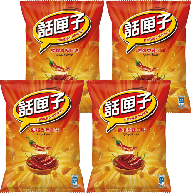 波卡 話匣子 勁爆香辣口味玉米片, 135g, 4個