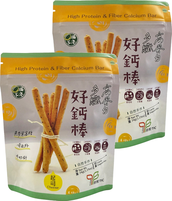 口福不淺 高蛋白多纖好鈣棒 起司, 34g, 2個