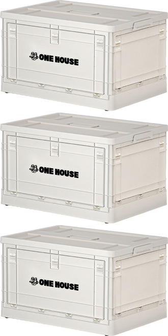 ONE HOUSE 日蜜兒5開門巨無霸折疊收納箱 OH-Q260-601 60L, A 奶油白 + 實色, 3個