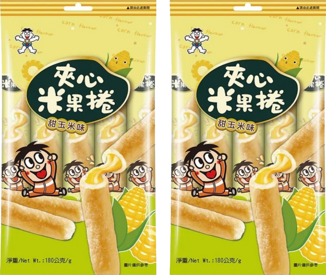 旺旺 夾心米果捲 甜玉米味, 180g, 2個