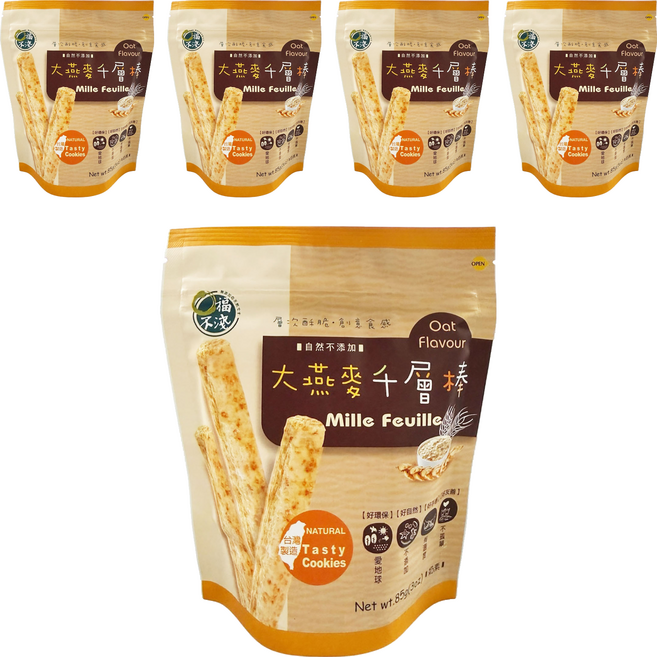 口福不淺 大燕麥千層棒袋裝, 85g, 5個